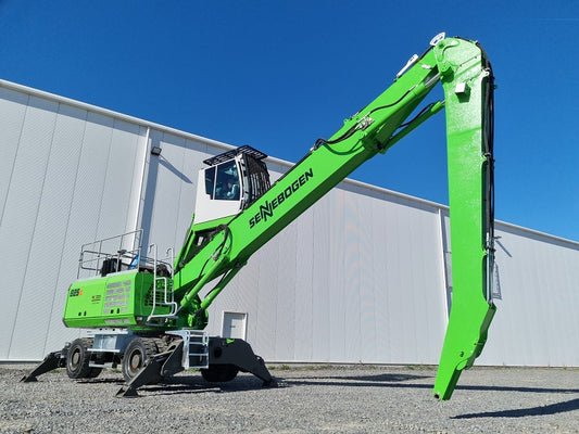 Green Sennebogen 825M E  Material Handler with a K14 46' 2-Piece Material Handling Boom & Stick
